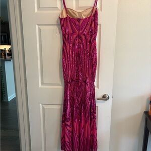 Elegant Pink Sequin Evening Dress